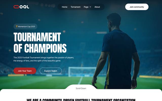 Football Tournament template hero section