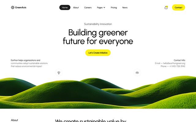 GreenAxis template hero section