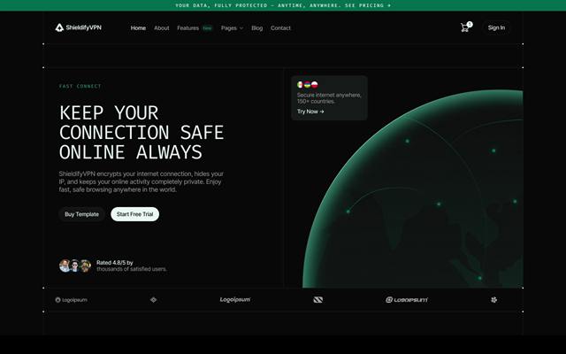 ShieldifyVPN template hero
