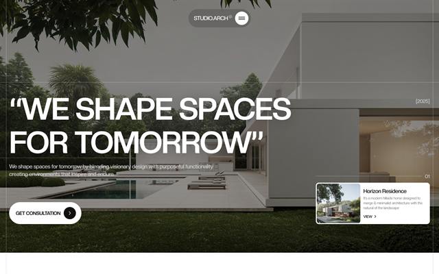 Studio Arch template hero section