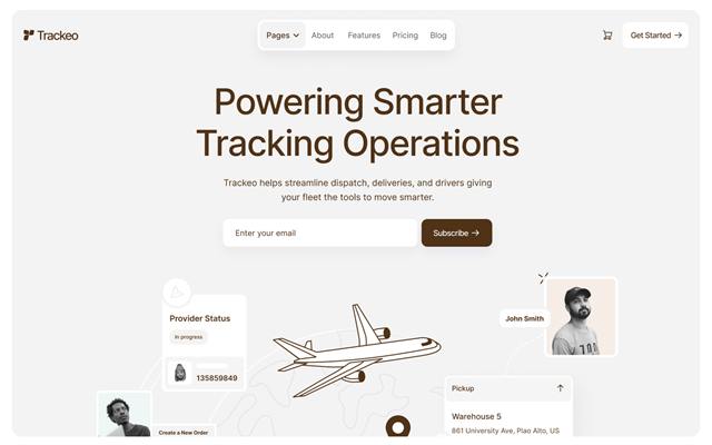 Trackeo Tracking template hero section